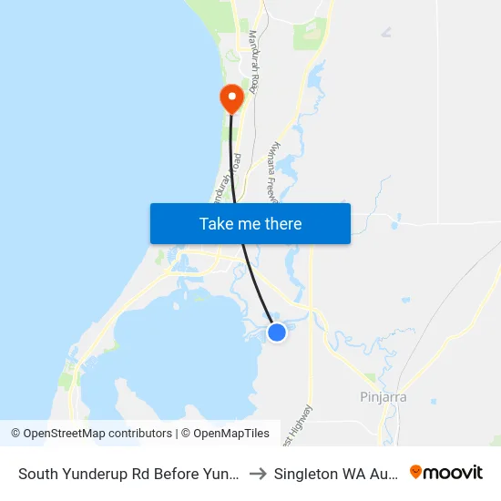 South Yunderup Rd Before Yunderup Rd to Singleton WA Australia map