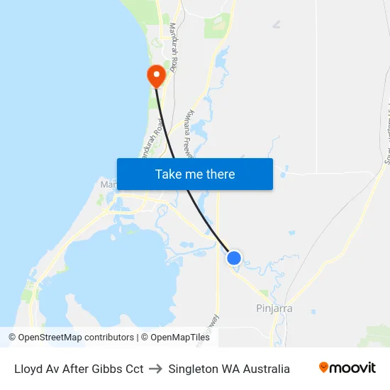 Lloyd Av After Gibbs Cct to Singleton WA Australia map