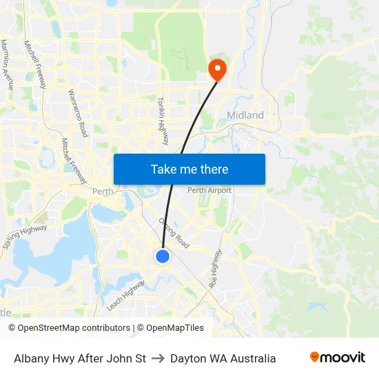 Albany Hwy After John St to Dayton WA Australia map