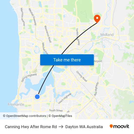 Canning Hwy After Rome Rd to Dayton WA Australia map