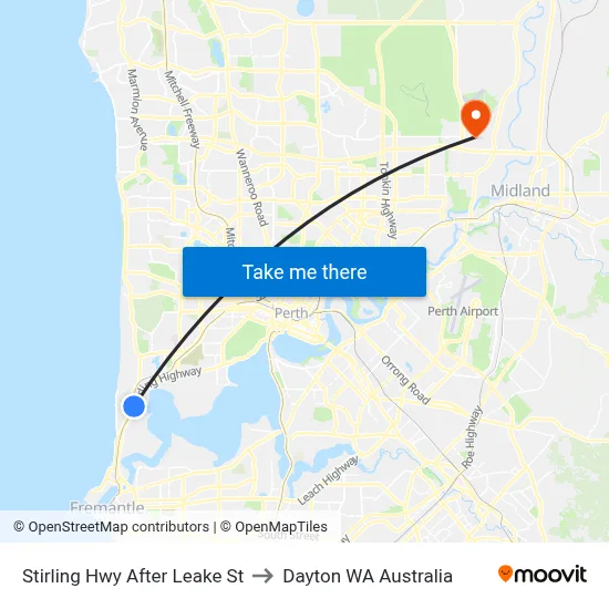 Stirling Hwy After Leake St to Dayton WA Australia map