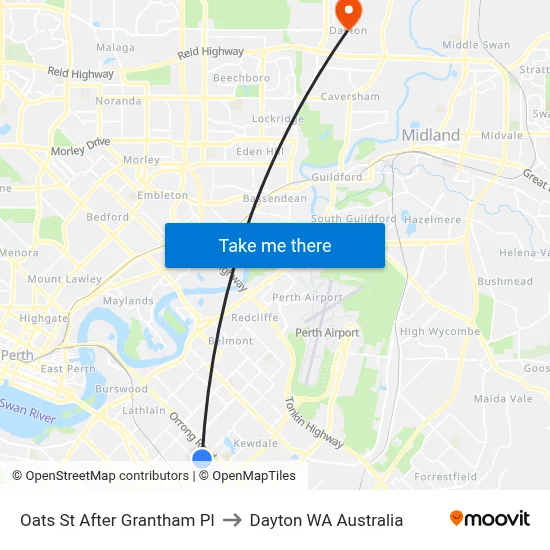 Oats St After Grantham Pl to Dayton WA Australia map