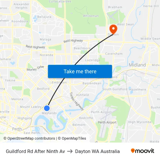 Guildford Rd After Ninth Av to Dayton WA Australia map