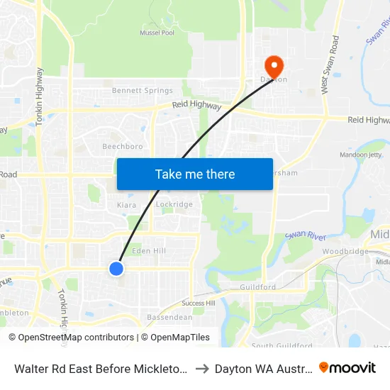 Walter Rd East Before Mickleton Tce to Dayton WA Australia map