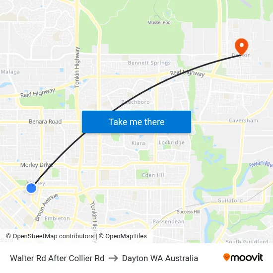 Walter Rd After Collier Rd to Dayton WA Australia map