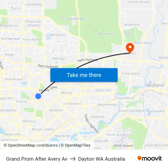 Grand Prom After Avery Av to Dayton WA Australia map