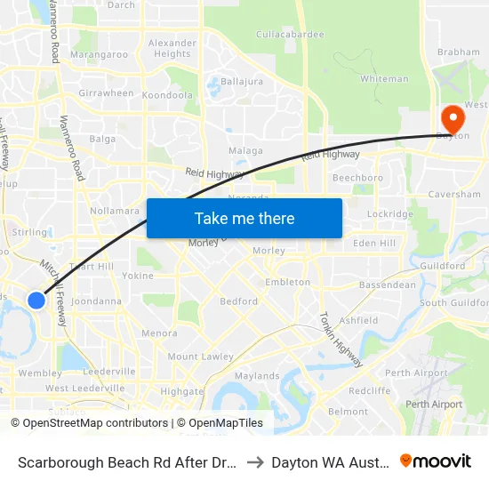 Scarborough Beach Rd After Drake St to Dayton WA Australia map