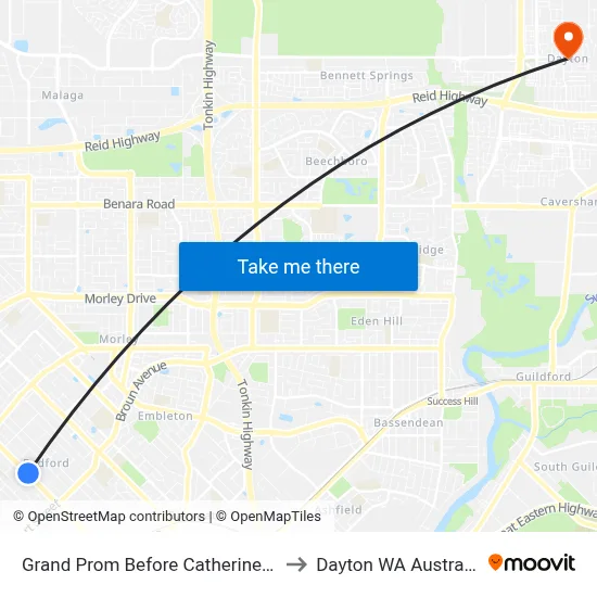 Grand Prom Before Catherine St to Dayton WA Australia map