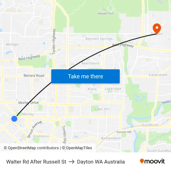 Walter Rd After Russell St to Dayton WA Australia map