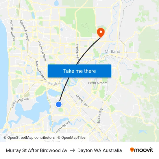 Murray St After Birdwood Av to Dayton WA Australia map