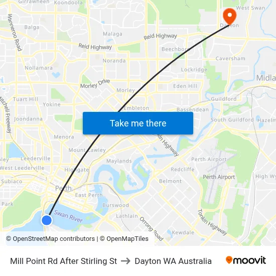 Mill Point Rd After Stirling St to Dayton WA Australia map
