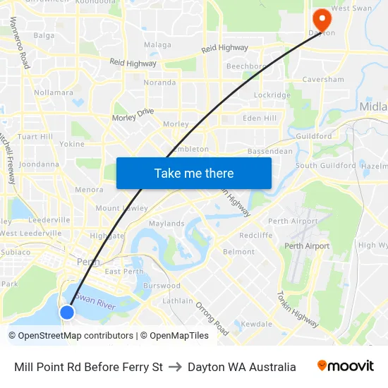 Mill Point Rd Before Ferry St to Dayton WA Australia map