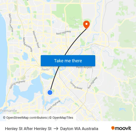 Henley St After Henley St to Dayton WA Australia map