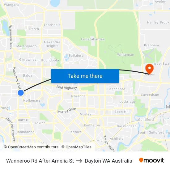 Wanneroo Rd After Amelia St to Dayton WA Australia map