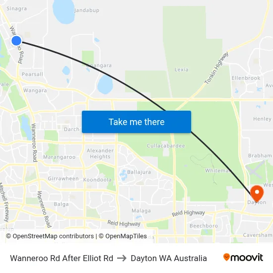 Wanneroo Rd After Elliot Rd to Dayton WA Australia map