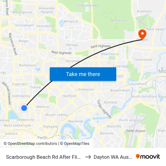 Scarborough Beach Rd After Flinders St to Dayton WA Australia map
