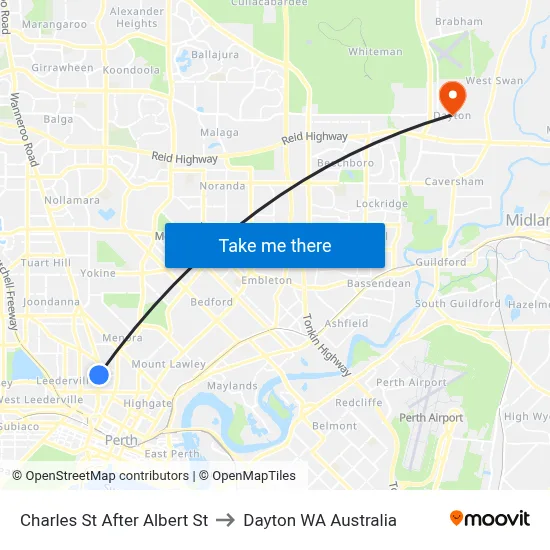 Charles St After Albert St to Dayton WA Australia map