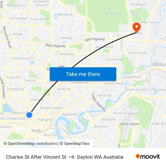 Charles St After Vincent St to Dayton WA Australia map