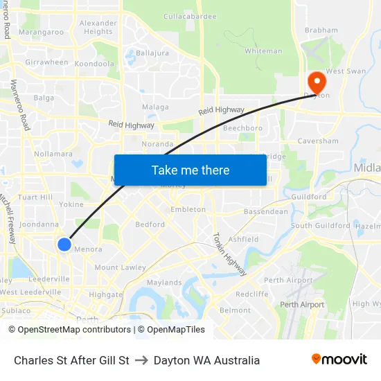 Charles St After Gill St to Dayton WA Australia map