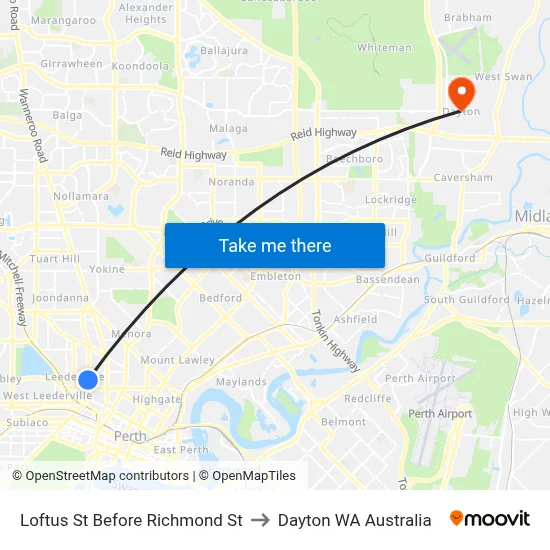 Loftus St Before Richmond St to Dayton WA Australia map