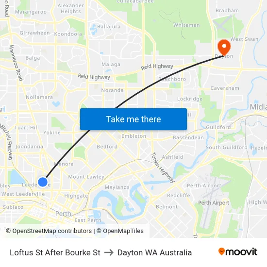 Loftus St After Bourke St to Dayton WA Australia map