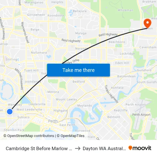 Cambridge St Before Marlow St to Dayton WA Australia map