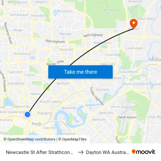 Newcastle St After Strathcona St to Dayton WA Australia map