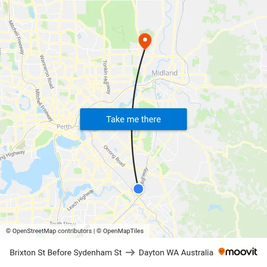 Brixton St Before Sydenham St to Dayton WA Australia map