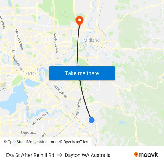Eva St After Reihill Rd to Dayton WA Australia map