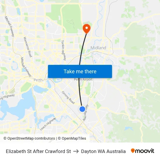 Elizabeth St After Crawford St to Dayton WA Australia map