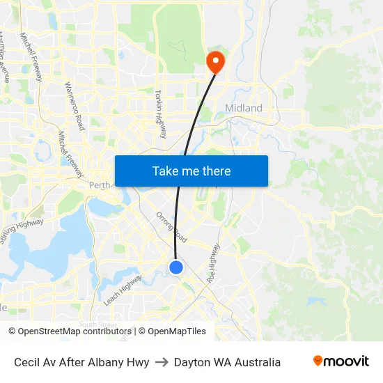 Cecil Av After Albany Hwy to Dayton WA Australia map