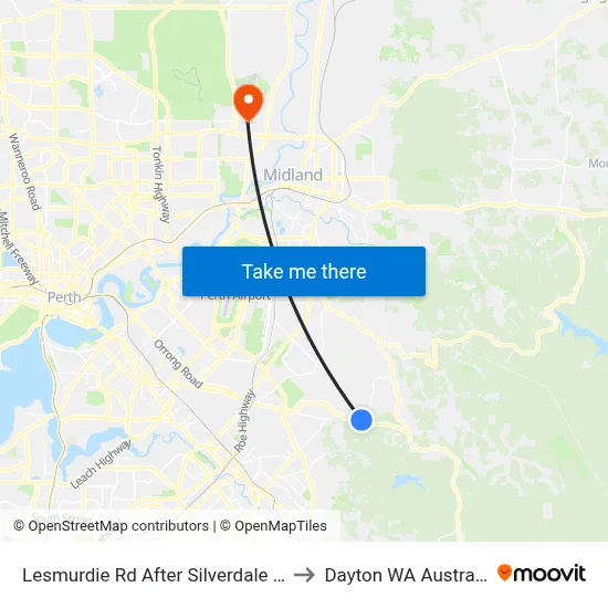 Lesmurdie Rd After Silverdale Rd to Dayton WA Australia map