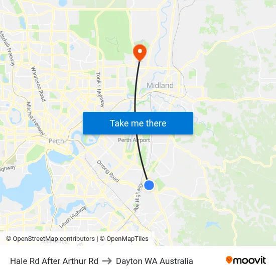 Hale Rd After Arthur Rd to Dayton WA Australia map
