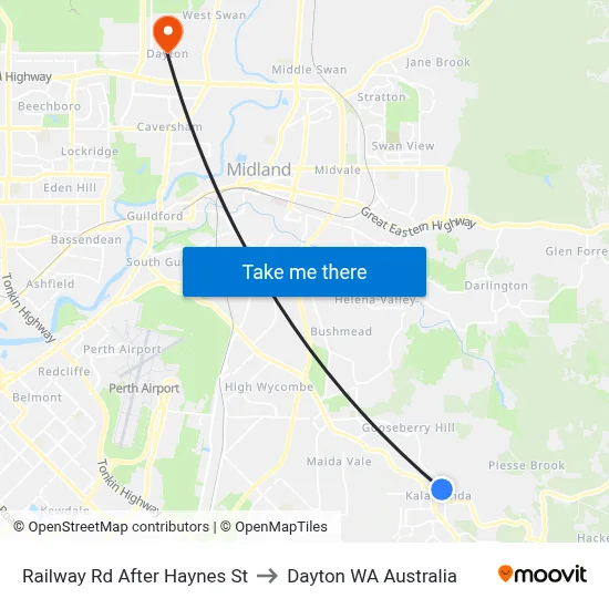 Railway Rd After Haynes St to Dayton WA Australia map