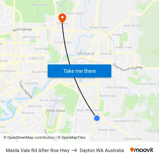 Maida Vale Rd After Roe Hwy to Dayton WA Australia map