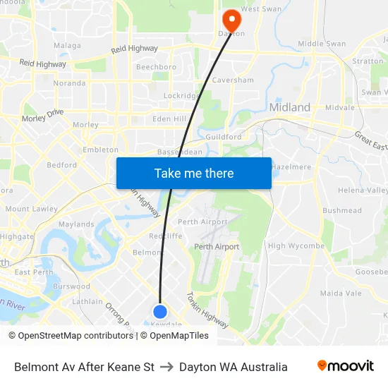 Belmont Av After Keane St to Dayton WA Australia map
