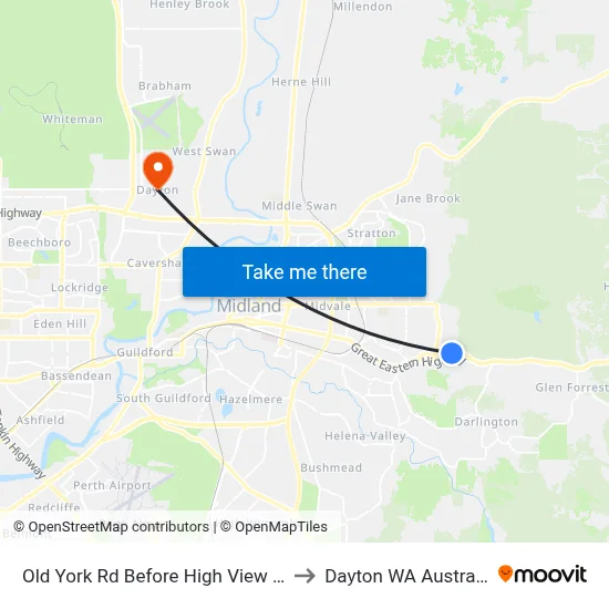 Old York Rd Before High View Rd to Dayton WA Australia map