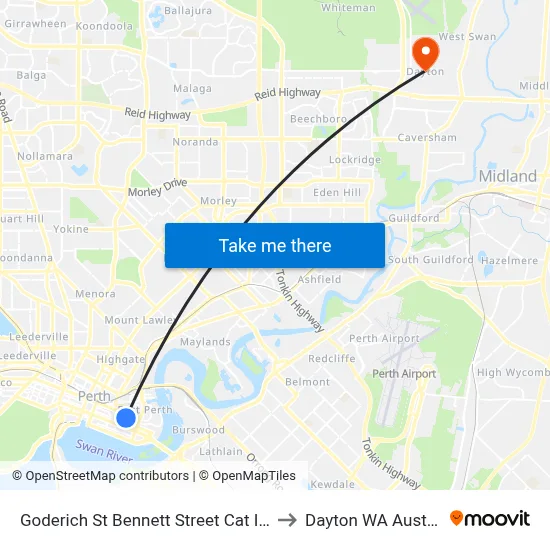Goderich St Bennett Street Cat Id 103 to Dayton WA Australia map