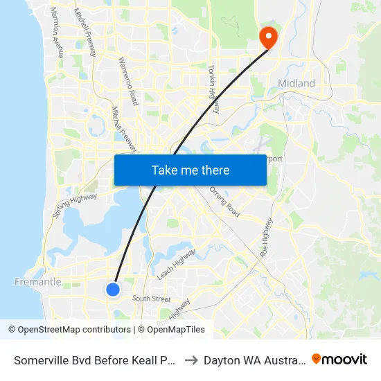 Somerville Bvd Before Keall Pass to Dayton WA Australia map