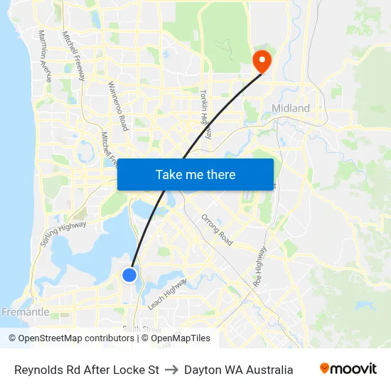 Reynolds Rd After Locke St to Dayton WA Australia map