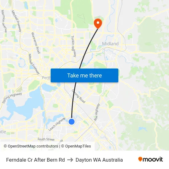 Ferndale Cr After Bern Rd to Dayton WA Australia map
