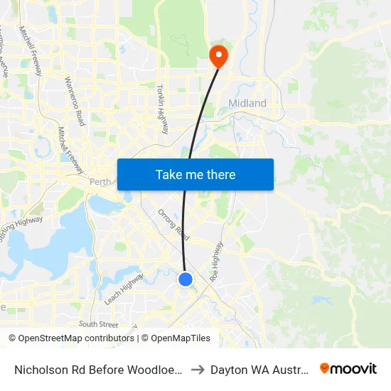 Nicholson Rd Before Woodloes St to Dayton WA Australia map