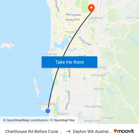 Charthouse Rd Before Coral Rd to Dayton WA Australia map