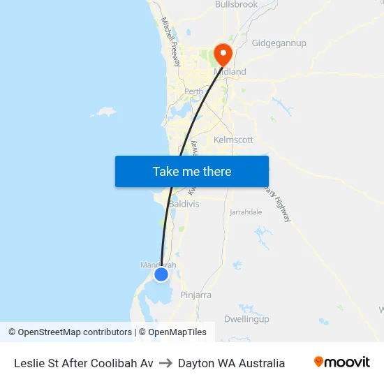 Leslie St After Coolibah Av to Dayton WA Australia map
