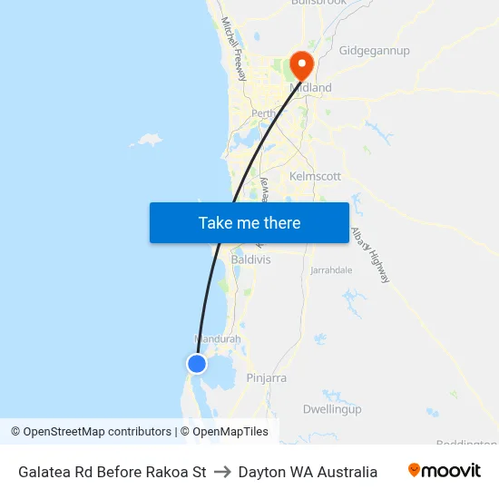 Galatea Rd Before Rakoa St to Dayton WA Australia map