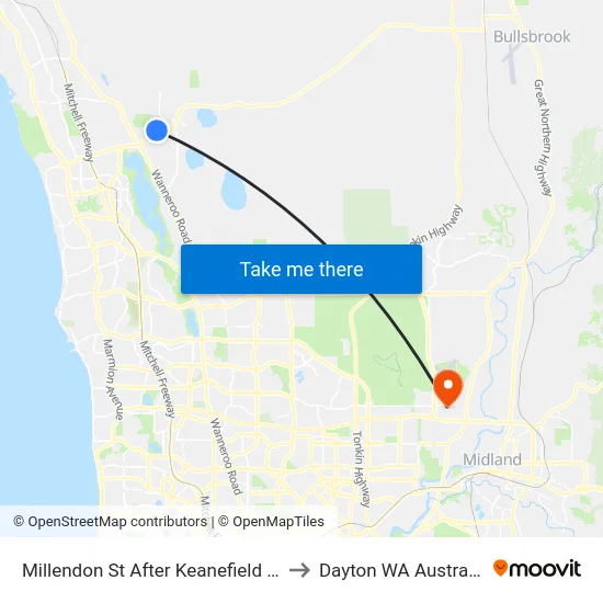 Millendon St After Keanefield Dr to Dayton WA Australia map