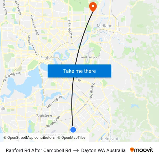 Ranford Rd After Campbell Rd to Dayton WA Australia map
