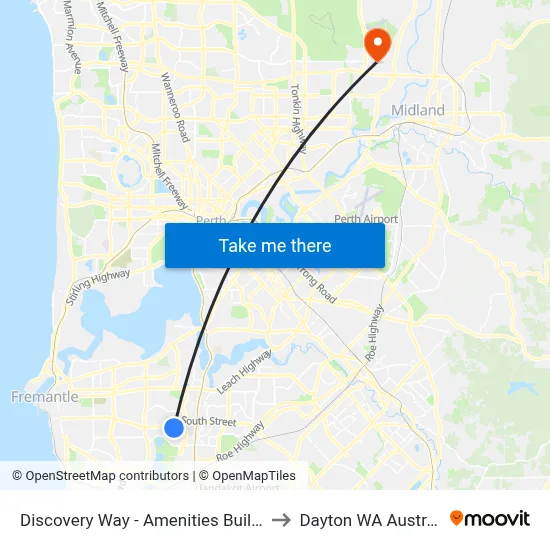 Discovery Way - Amenities Building to Dayton WA Australia map