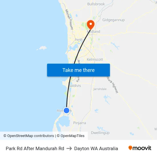 Park Rd After Mandurah Rd to Dayton WA Australia map