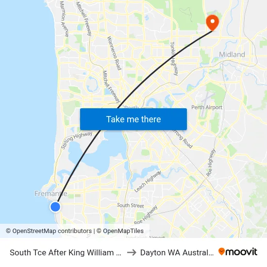 South Tce After King William St to Dayton WA Australia map